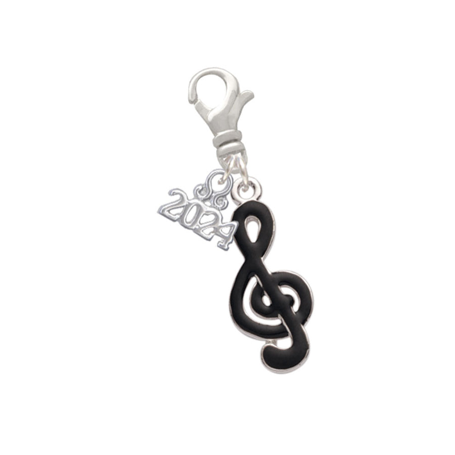 Delight Jewelry Silvertone Black Clef Clip on Charm with Year 2024 Image 1