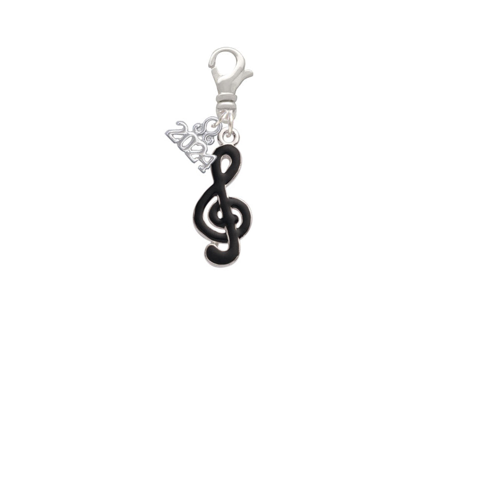 Delight Jewelry Silvertone Black Clef Clip on Charm with Year 2024 Image 2