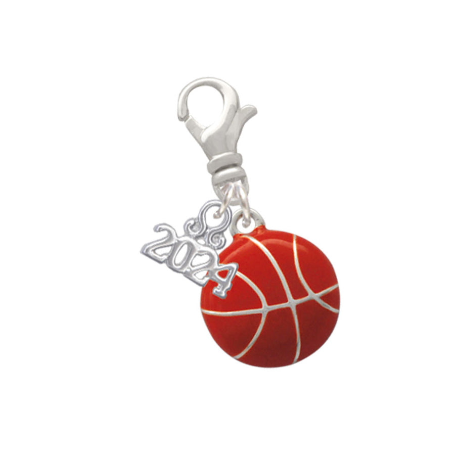 Delight Jewelry Silvertone Large Enamel Basketball Clip on Charm with Year 2024 Image 1