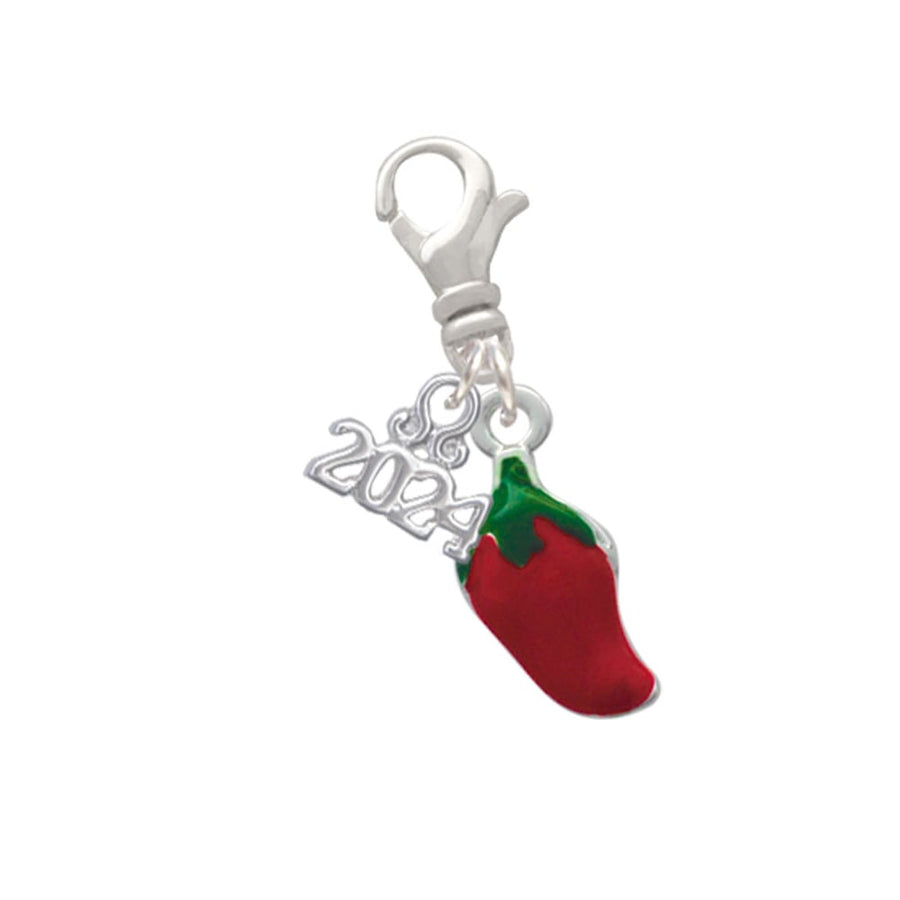 Delight Jewelry Silvertone Red Jalapeno Clip on Charm with Year 2024 Image 1