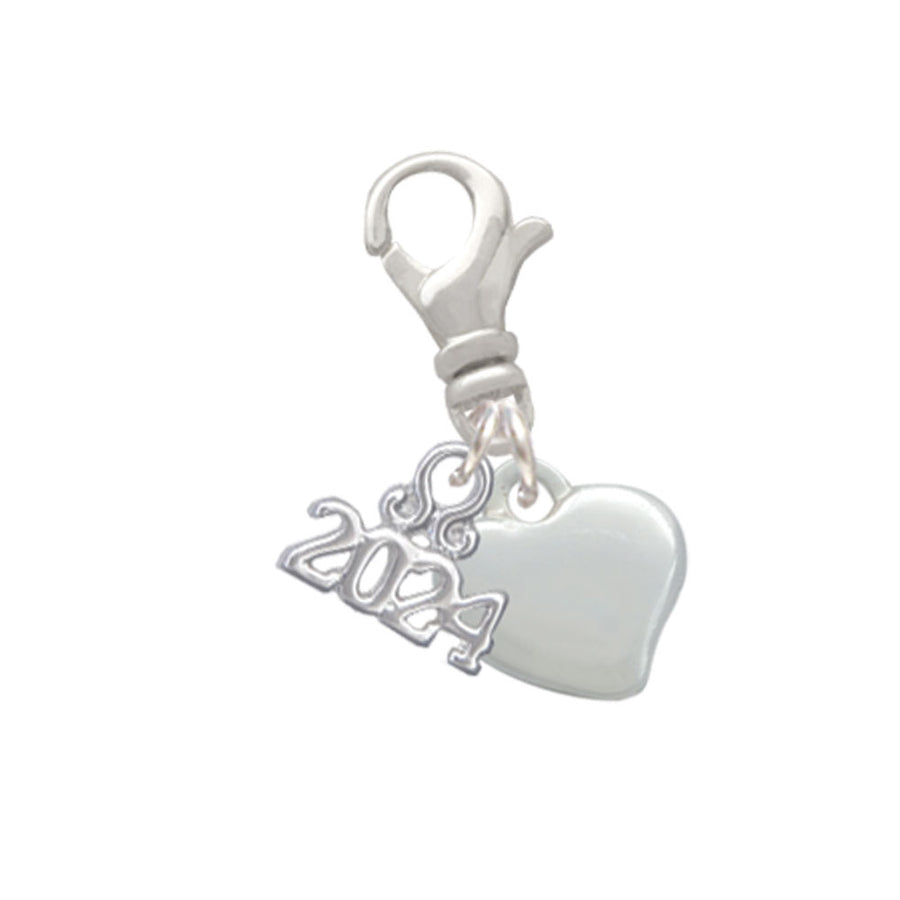 Delight Jewelry Silvertone Small 2-D Puffy Heart Clip on Charm with Year 2024 Image 1