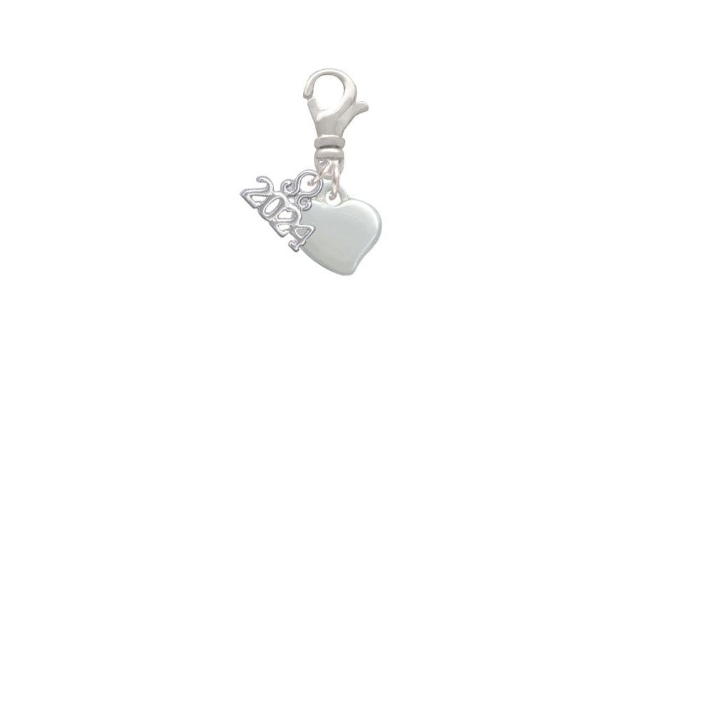 Delight Jewelry Silvertone Small 2-D Puffy Heart Clip on Charm with Year 2024 Image 2