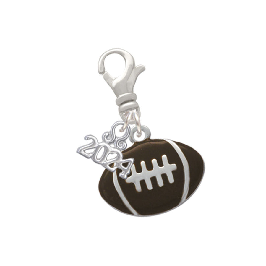 Delight Jewelry Silvertone Large Enamel Football Clip on Charm with Year 2024 Image 1