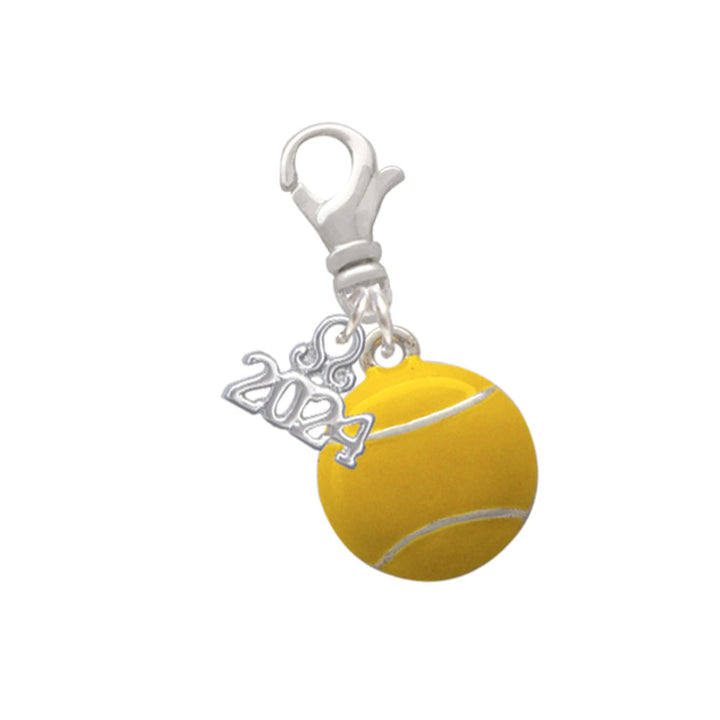 Delight Jewelry Silvertone Large Tennis Ball Clip on Charm with Year 2024 Image 1