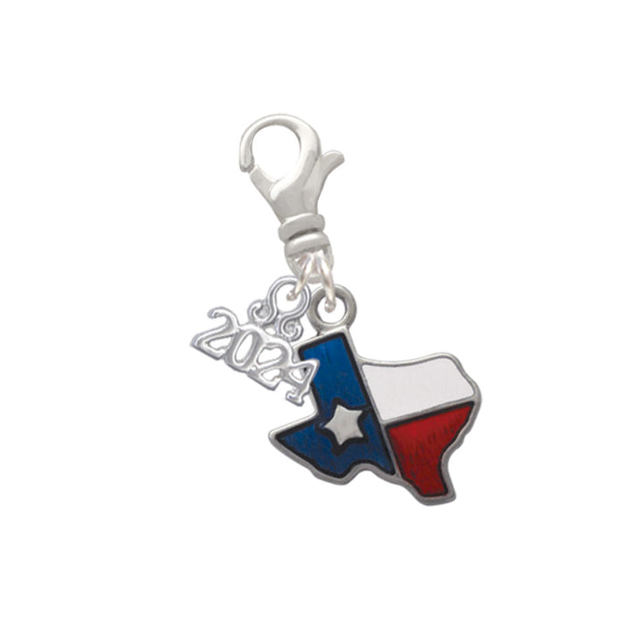 Delight Jewelry Silvertone Translucent Texas - Lone Star Clip on Charm with Year 2024 Image 1
