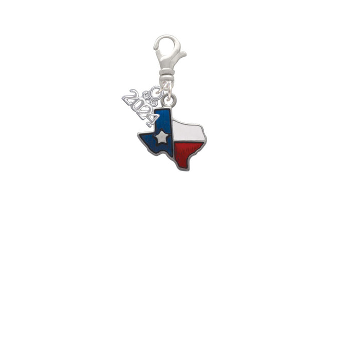 Delight Jewelry Silvertone Translucent Texas - Lone Star Clip on Charm with Year 2024 Image 2