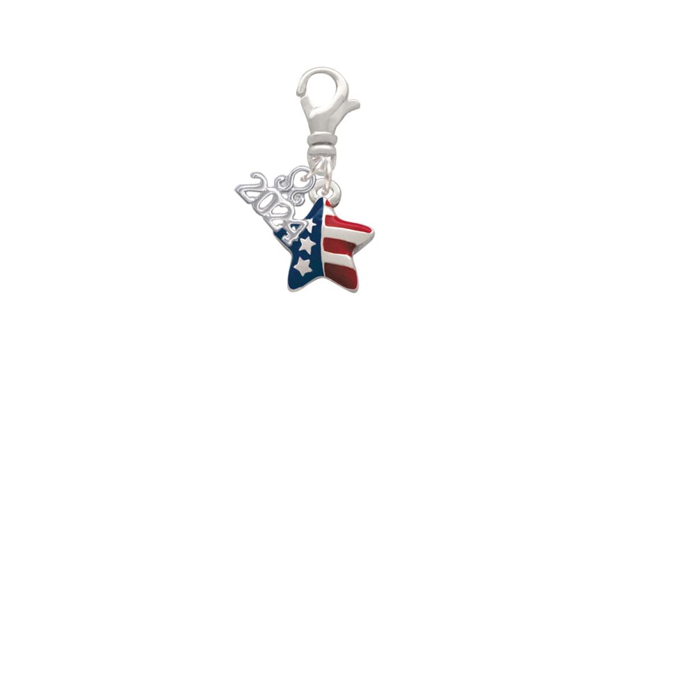 Delight Jewelry Silvertone Mini USA Patriotic Star Clip on Charm with Year 2024 Image 2