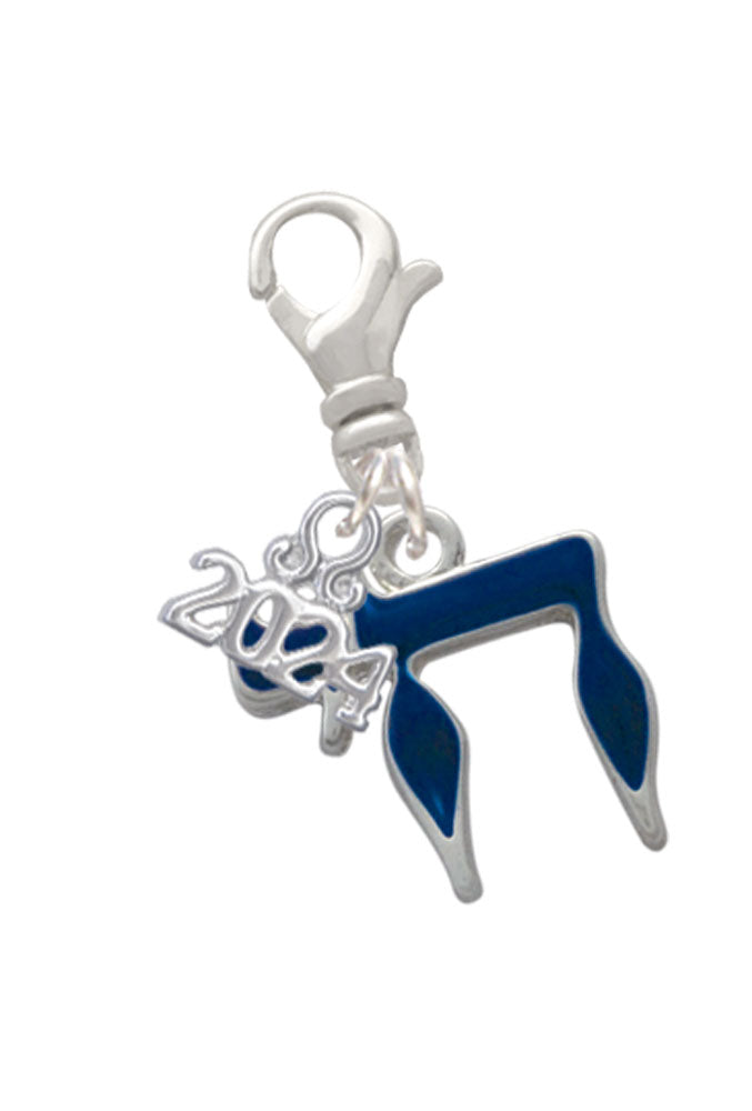 Delight Jewelry Silvertone Enamel Blue Chai Clip on Charm with Year 2024 Image 1