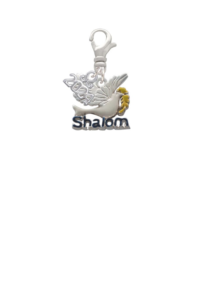 Delight Jewelry Silvertone Shalom with Dove Clip on Charm with Year 2024 Image 2