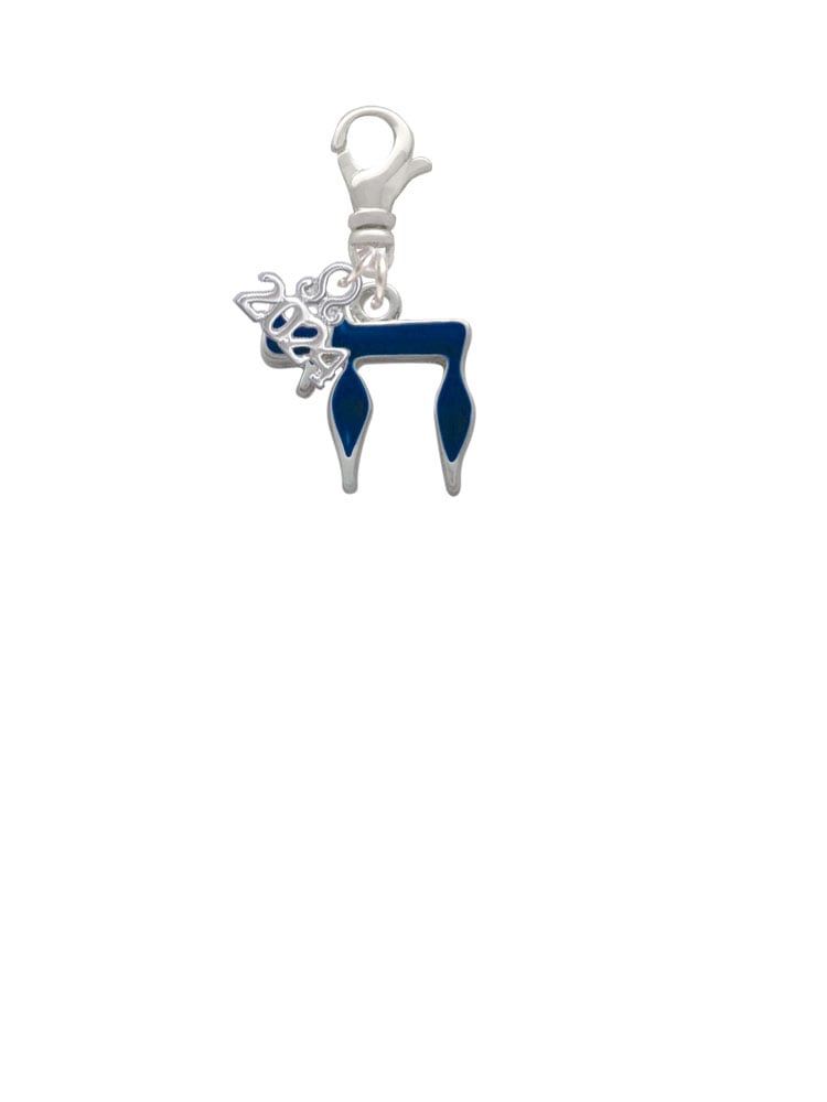 Delight Jewelry Silvertone Enamel Blue Chai Clip on Charm with Year 2024 Image 2