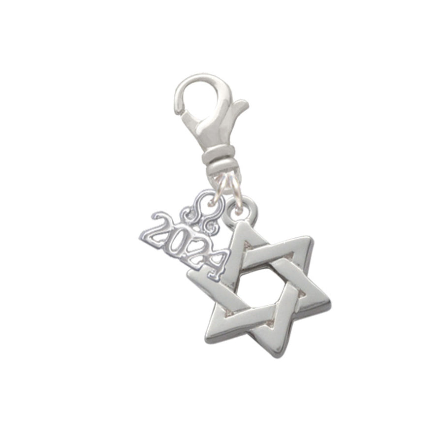 Delight Jewelry Silvertone Star Of David Clip on Charm with Year 2024 Image 1