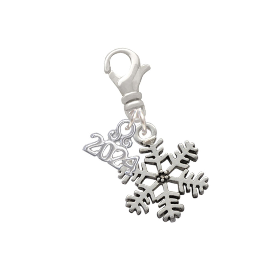 Delight Jewelry Silvertone Snowflake Clip on Charm with Year 2024 Image 1