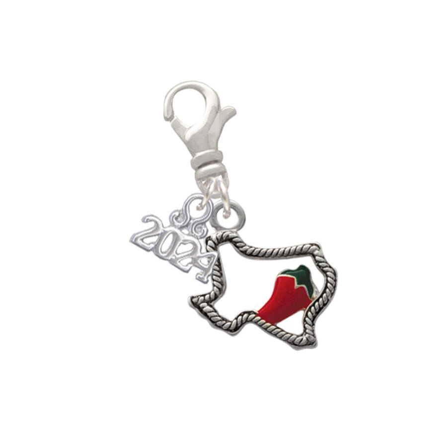 Delight Jewelry Silvertone Texas with Jalapeno - Clip on Charm with Year 2024 Image 1