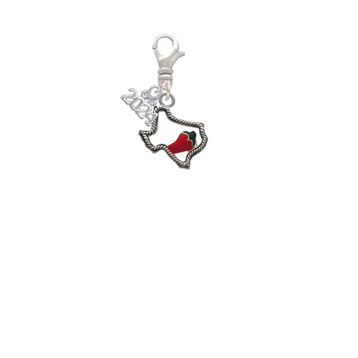 Delight Jewelry Silvertone Texas with Jalapeno - Clip on Charm with Year 2024 Image 2
