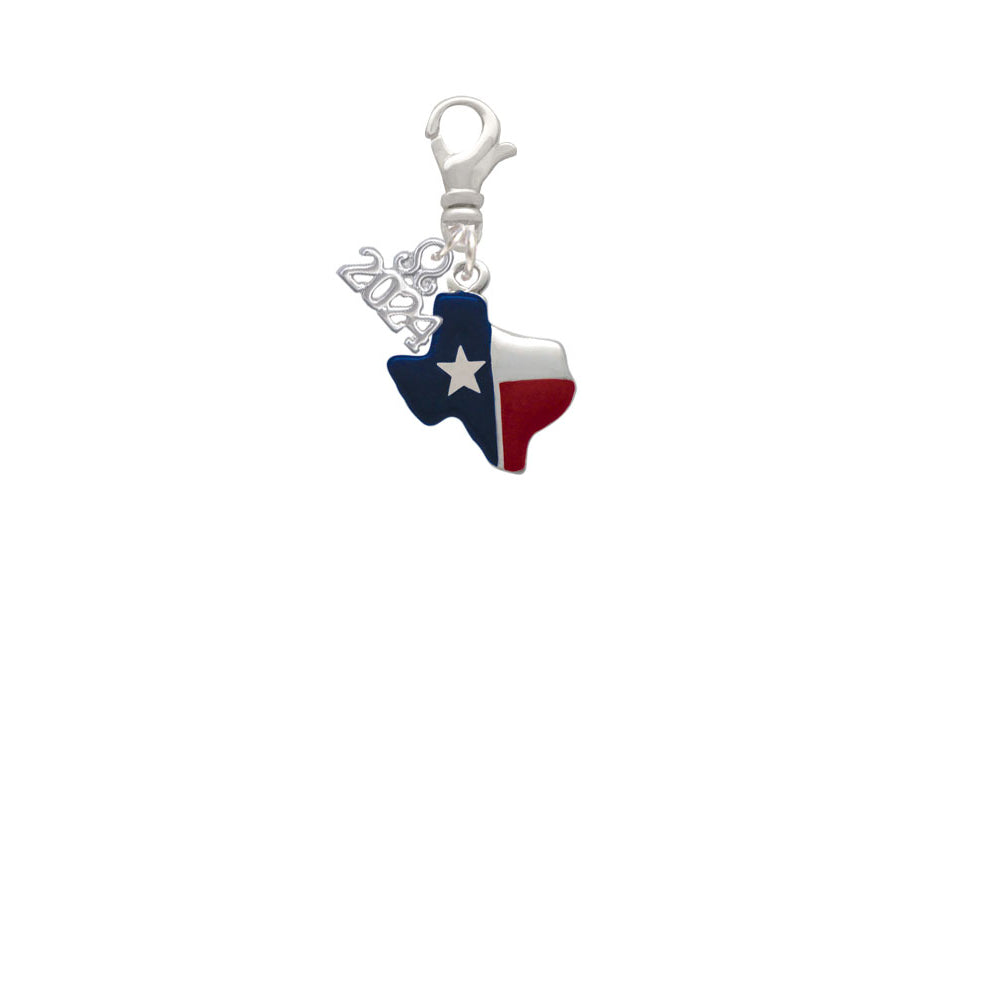 Delight Jewelry Silvertone Red and Blue Texas Clip on Charm with Year 2024 Image 2