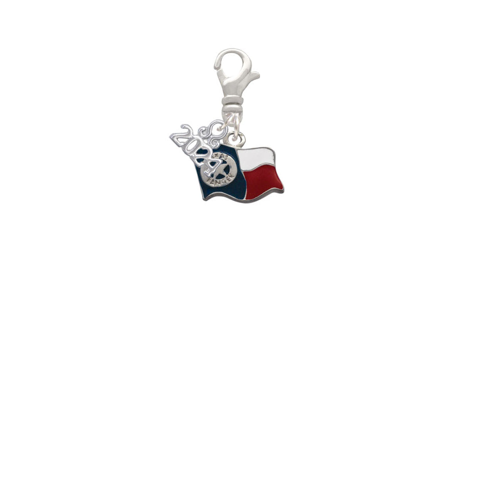 Delight Jewelry Silvertone Texas Flag - Ranger Clip on Charm with Year 2024 Image 2