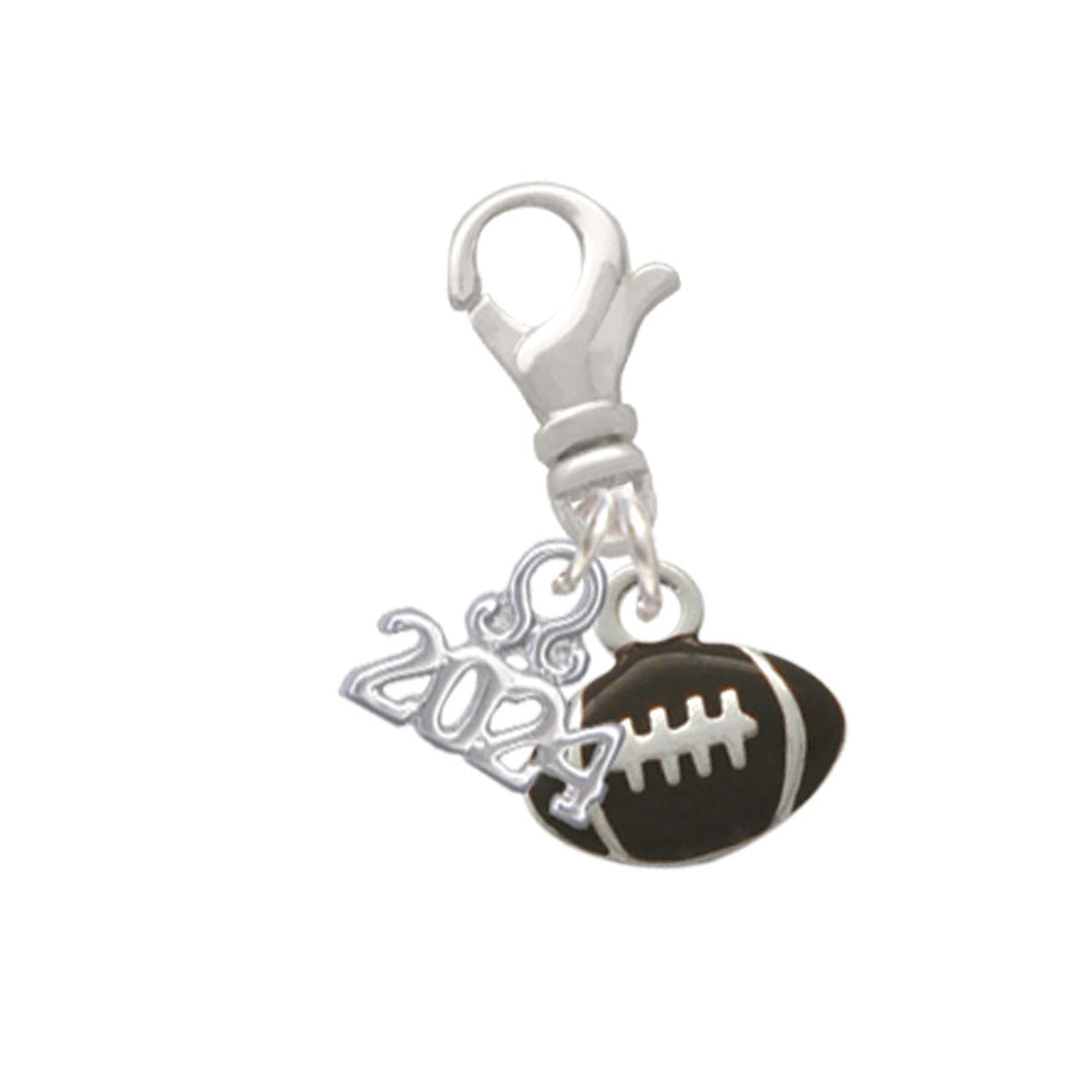 Delight Jewelry Silvertone Mini Enamel Football Clip on Charm with Year 2024 Image 1