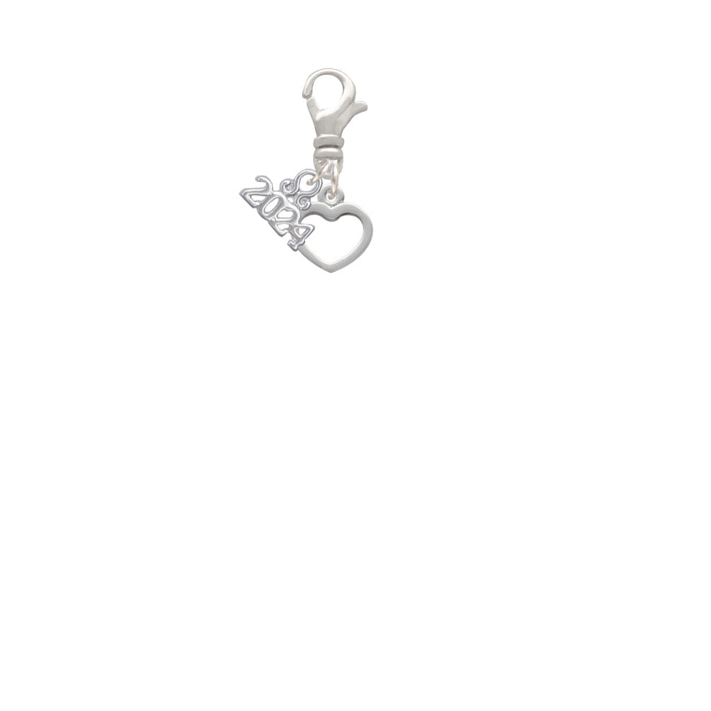 Delight Jewelry Silvertone Mini Outline Heart Clip on Charm with Year 2024 Image 2