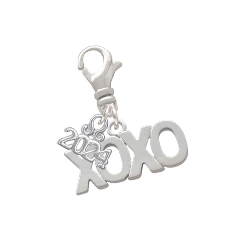Delight Jewelry Silvertone XOXO Clip on Charm with Year 2024 Image 1