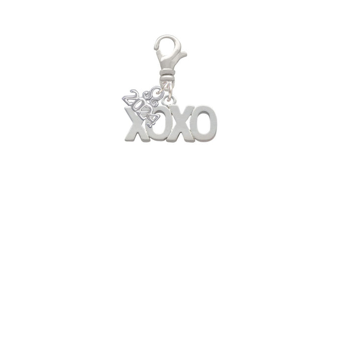 Delight Jewelry Silvertone XOXO Clip on Charm with Year 2024 Image 2
