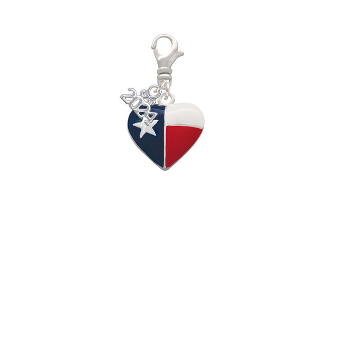 Delight Jewelry Silvertone Texas Lone Star Heart Clip on Charm with Year 2024 Image 2