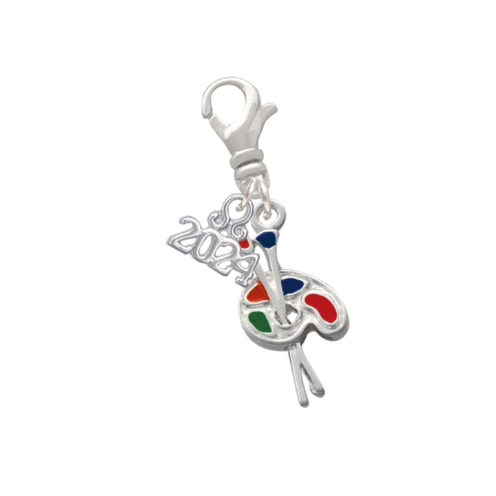 Delight Jewelry Silvertone Paint Palette Clip on Charm with Year 2024 Image 1