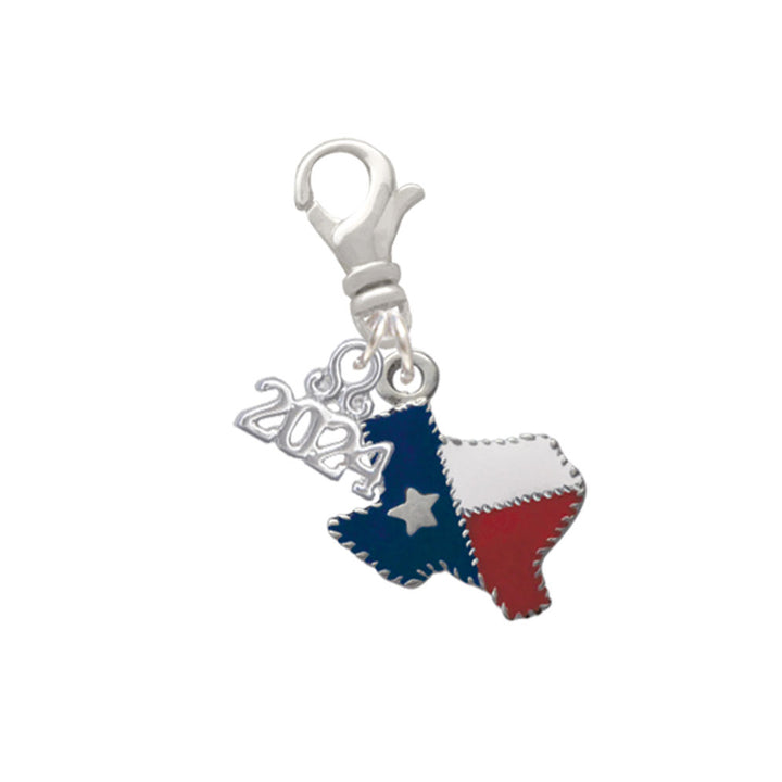 Delight Jewelry Silvertone Texas with Rope Border Clip on Charm with Year 2024 Image 1