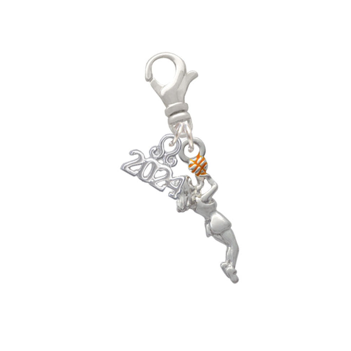 Delight Jewelry Silvertone Basketball Player Girl Clip on Charm with Year 2024 Image 1