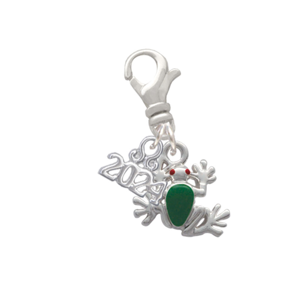 Delight Jewelry Silvertone Mini Green Tree Frog Clip on Charm with Year 2024 Image 1