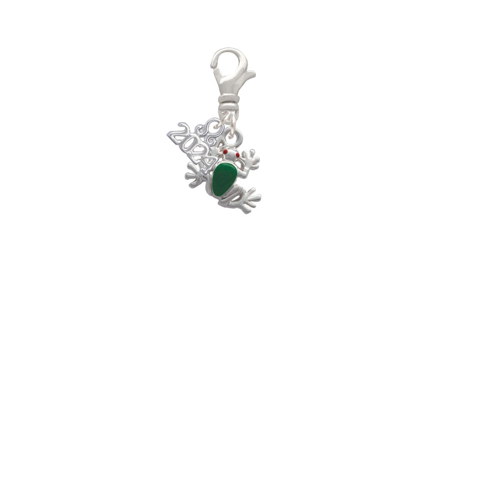 Delight Jewelry Silvertone Mini Green Tree Frog Clip on Charm with Year 2024 Image 2