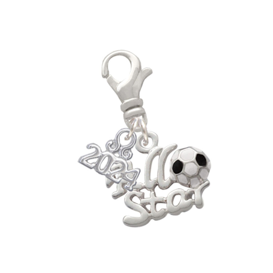 Delight Jewelry Silvertone All Star - Soccer ball Clip on Charm with Year 2024 Image 1