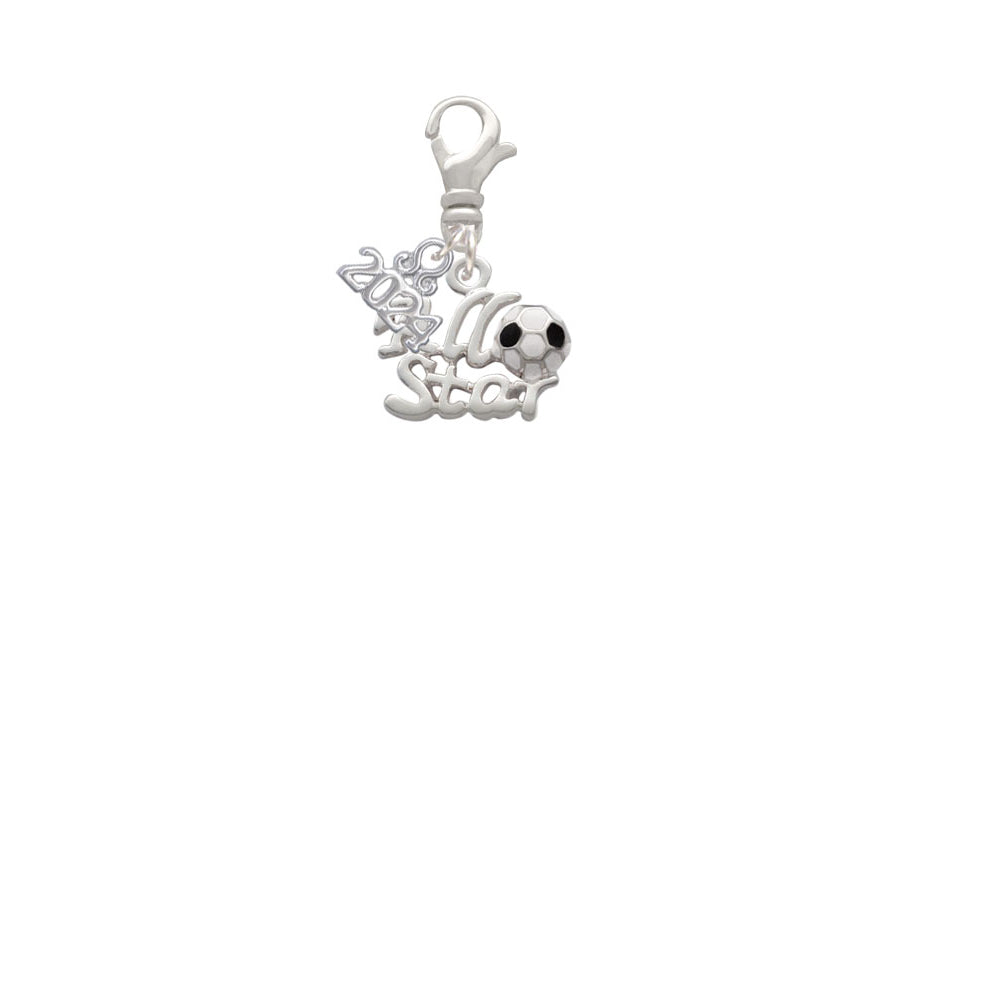 Delight Jewelry Silvertone All Star - Soccer ball Clip on Charm with Year 2024 Image 2