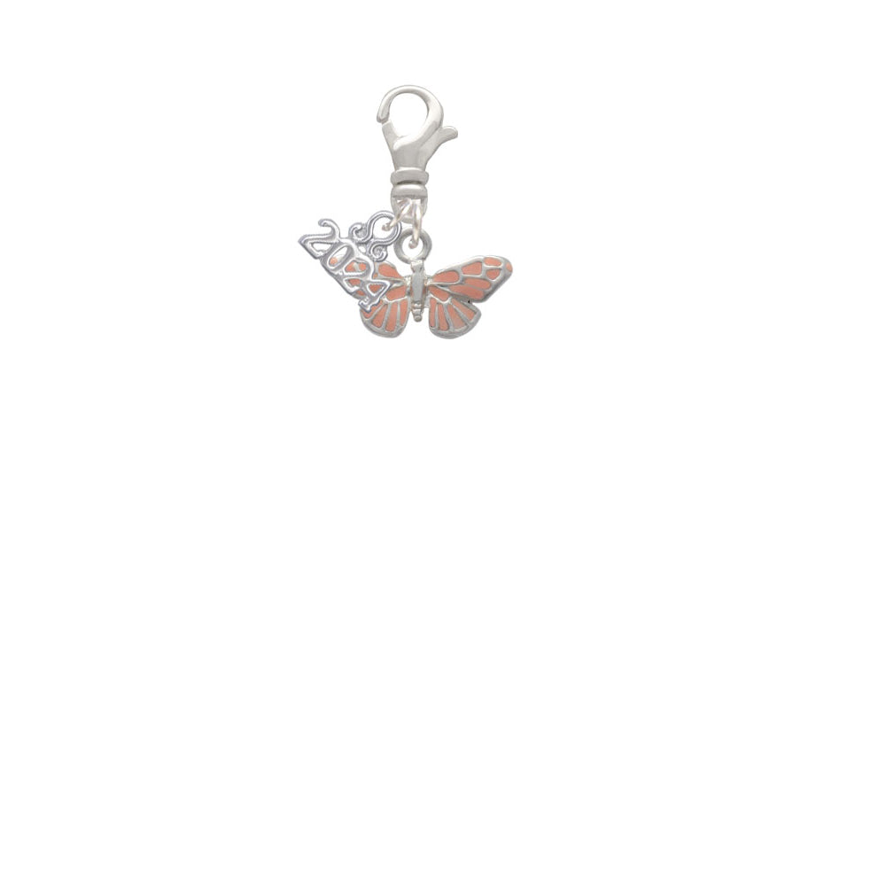 Delight Jewelry Silvertone Small Pink Butterfly Clip on Charm with Year 2024 Image 2