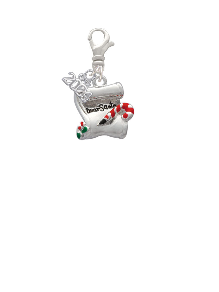 Delight Jewelry Silvertone Letter to Santa Clip on Charm with Year 2024 Image 2