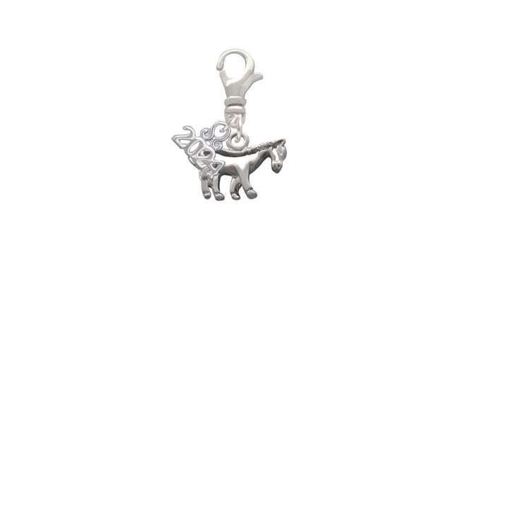 Delight Jewelry Silvertone Horse - Outline Clip on Charm with Year 2024 Image 2