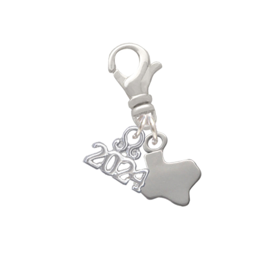 Delight Jewelry Silvertone Mini Texas Clip on Charm with Year 2024 Image 1