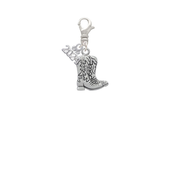 Delight Jewelry Silvertone Cowboy Boots Clip on Charm with Year 2024 Image 2