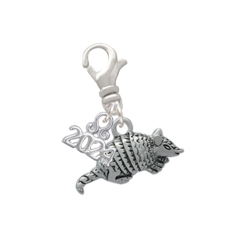 Delight Jewelry Silvertone Small Armadillo Clip on Charm with Year 2024 Image 1