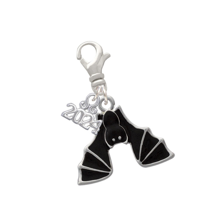 Delight Jewelry Silvertone Hanging Bat Clip on Charm with Year 2024 Image 1