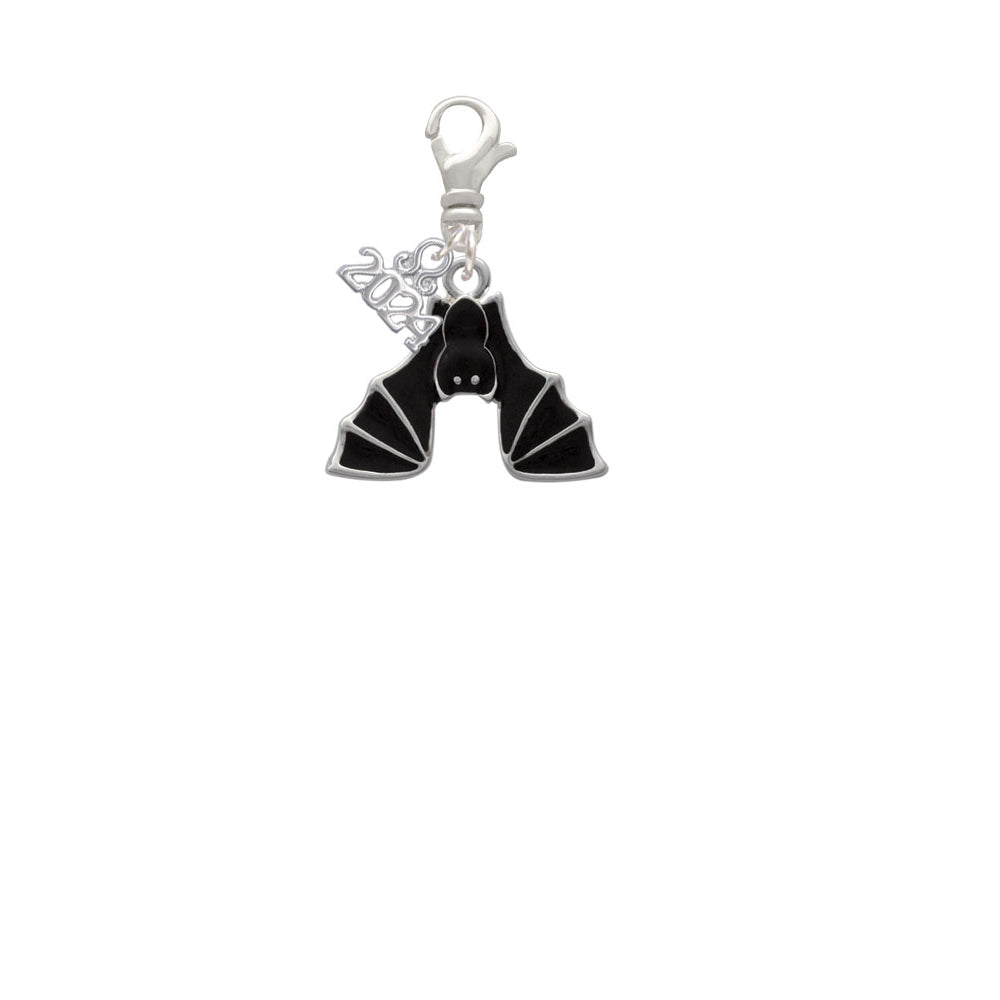 Delight Jewelry Silvertone Hanging Bat Clip on Charm with Year 2024 Image 2