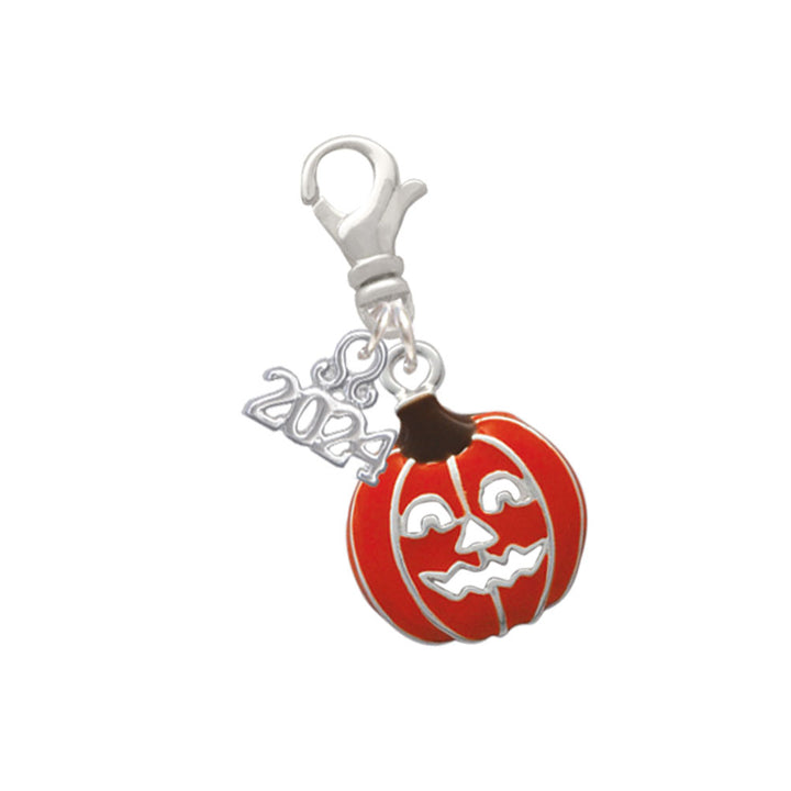 Delight Jewelry Silvertone Jack OLantern with Cutout Eyes Clip on Charm with Year 2024 Image 1