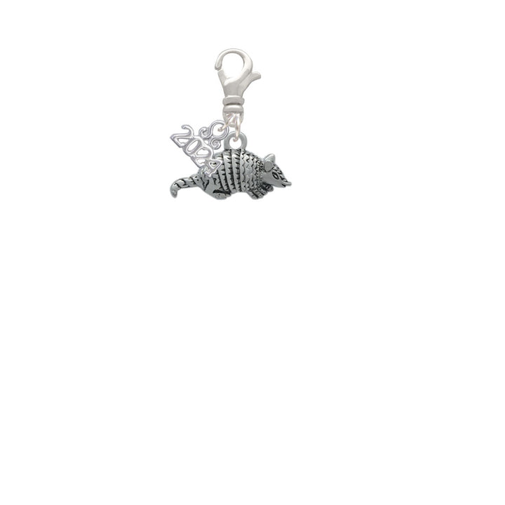 Delight Jewelry Silvertone Small Armadillo Clip on Charm with Year 2024 Image 2