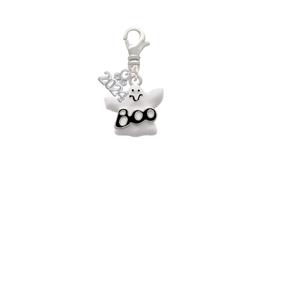 Delight Jewelry Silvertone BOO Ghost Clip on Charm with Year 2024 Image 2