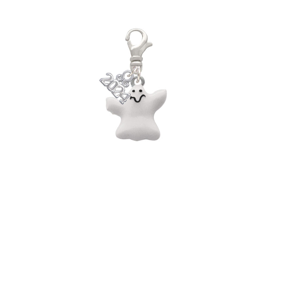 Delight Jewelry Silvertone White Ghost Clip on Charm with Year 2024 Image 2