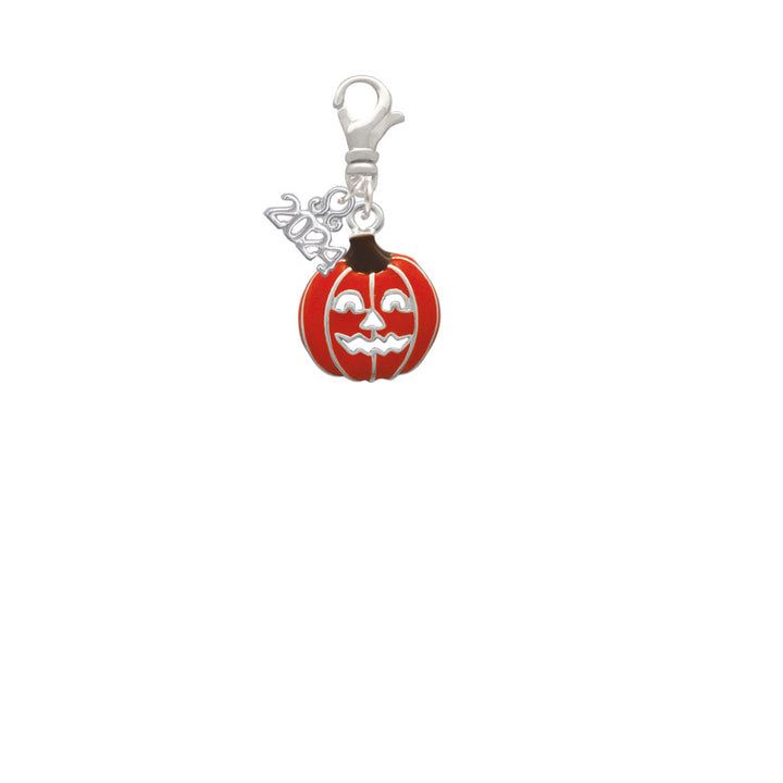 Delight Jewelry Silvertone Jack OLantern with Cutout Eyes Clip on Charm with Year 2024 Image 2
