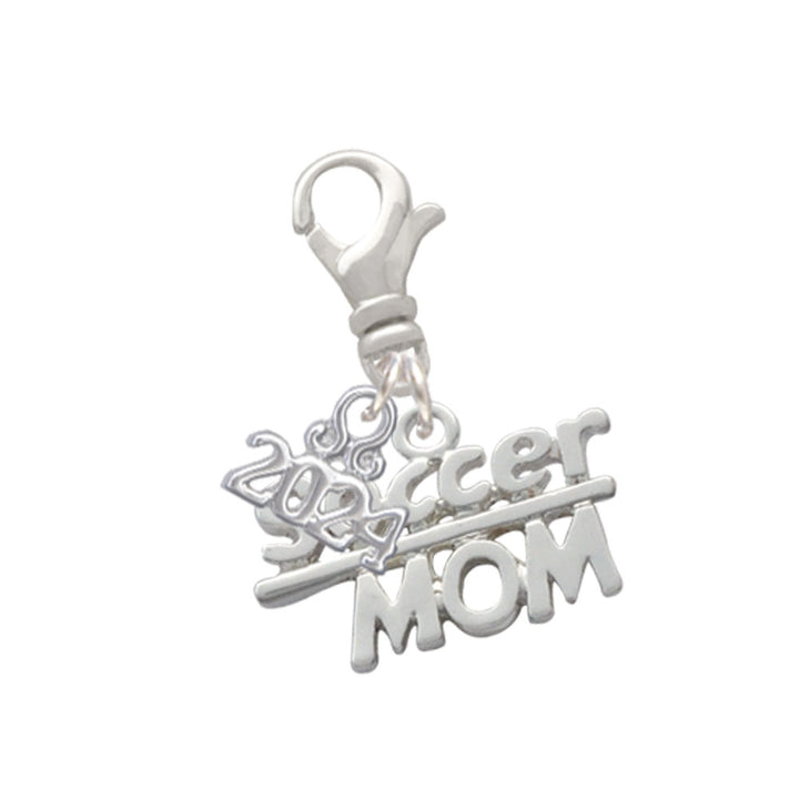 Delight Jewelry Silvertone Soccer Mom Clip on Charm with Year 2024 Image 1