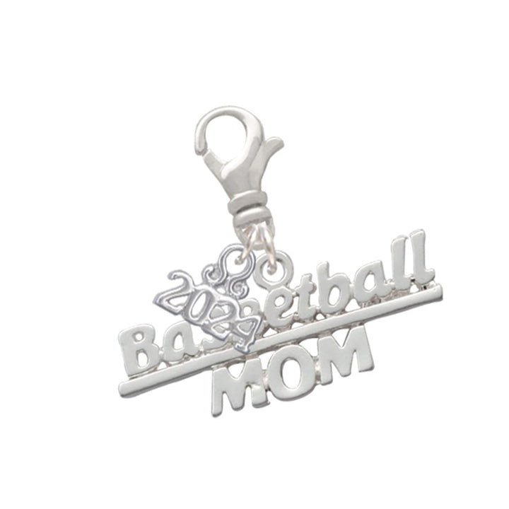 Delight Jewelry Silvertone Basketball Mom Clip on Charm with Year 2024 Image 1