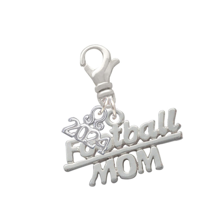 Delight Jewelry Silvertone Football Mom Clip on Charm with Year 2024 Image 1