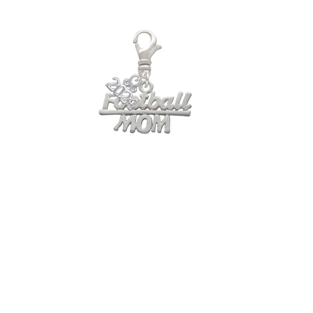 Delight Jewelry Silvertone Football Mom Clip on Charm with Year 2024 Image 2