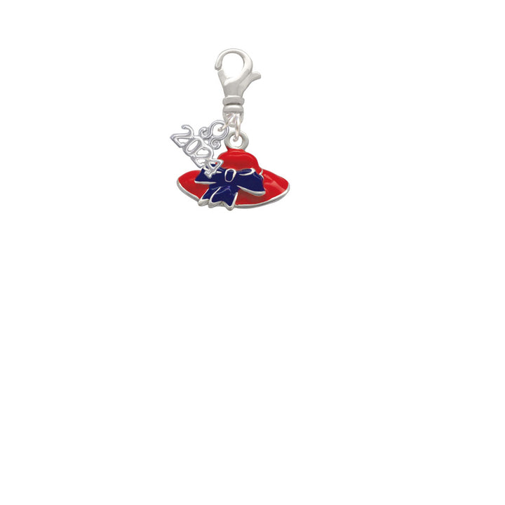 Delight Jewelry Silvertone Red Hat With Purple Bow Clip on Charm with Year 2024 Image 2